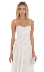 Textured Floral Maxi Dress in White