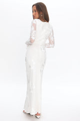 Helsi Long Sleeve Embellished Maxi Dress White