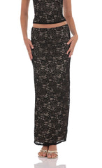 Lace Bodycon Two Piece Set in Black