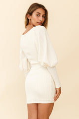 Moneymaker Lantern Sleeve Mini Dress Cream