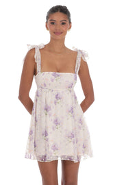 Floral Babydoll Dress in Cream