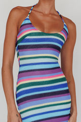 Kandy Crochet Maxi Dress Stripe Lavender Multi