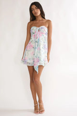 Gloria Day Tied Bust Strapless Mini Dress Lilac