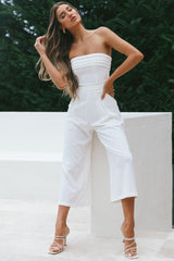 Chosen Strapless Wide Leg Jumpsuit White