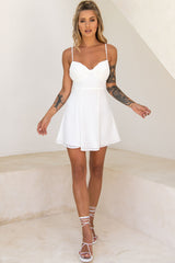 Good Morning Angel Ruched Bust A-Line Dress White