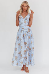First Dates Waist Cut-Out Maxi Dress Floral Blue
