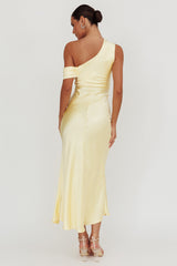 Floret Asymmetric Neckline Midi Dress Butter