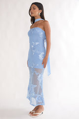 Vivia Strapless Embellished Maxi Dress Blue