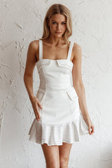 Riverside Ruffle Hem Mini Dress White