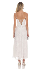Textured Floral Maxi Dress in White