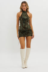 Branson Ruched Mini Skorts Olive
