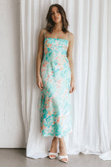 Dolce Life Low Back Midi Dress Floral Green