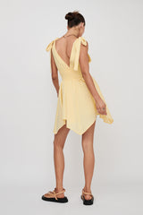 Lido Tied Shoulder Shirred Romper Lemon