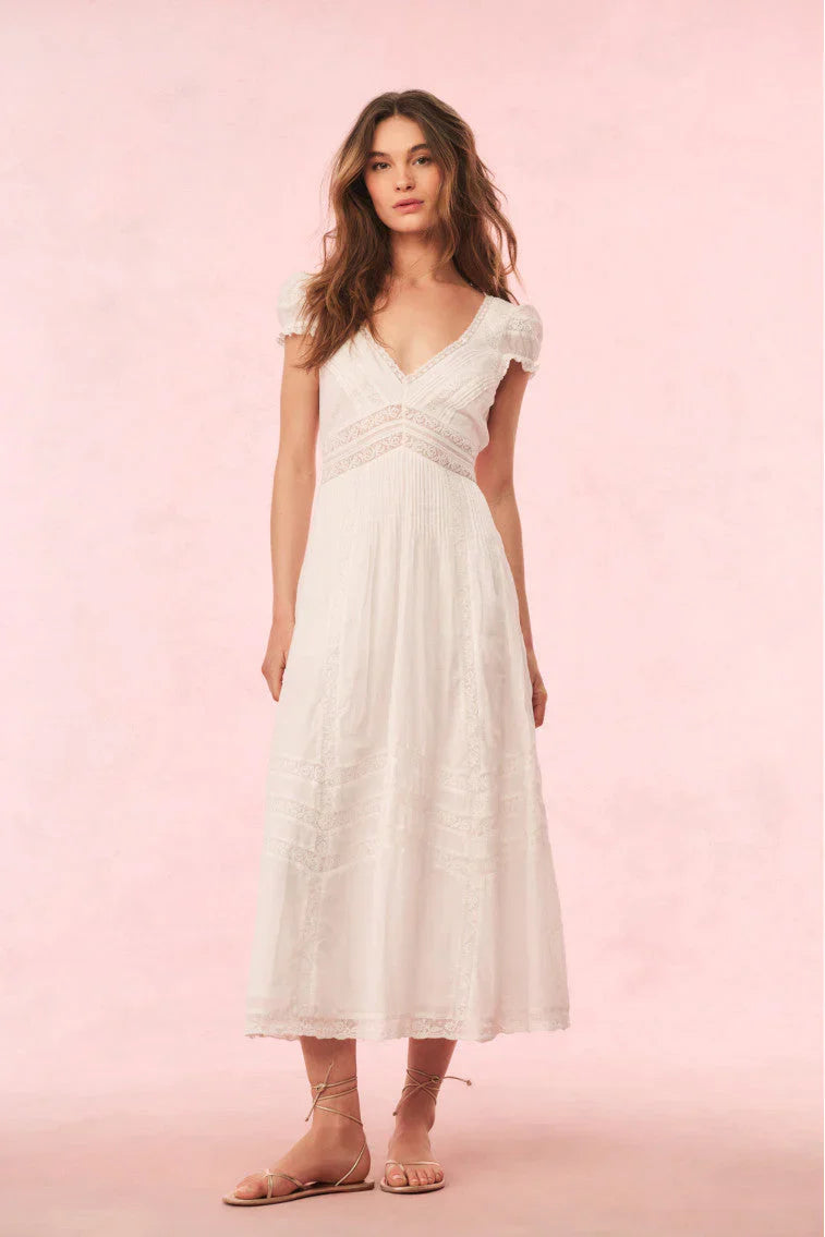 Suvi Cotton Midi Dress - White